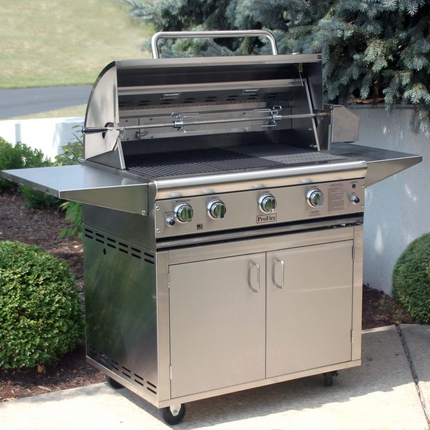 ProFire Professional Deluxe Series 36-Inch Freestanding Infrared Hybrid Natural Gas Grill With Rotisserie